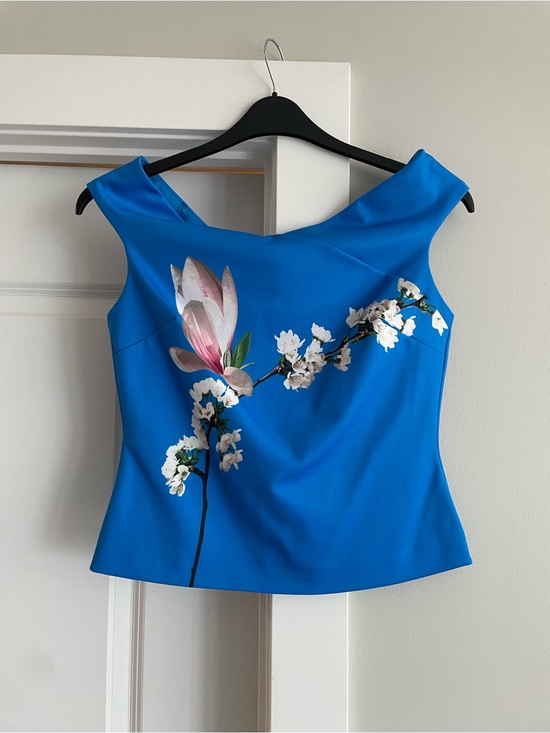 Ted Baker Tops - Ted Baker Cobalt Blue Floral Off-Shoulder Top